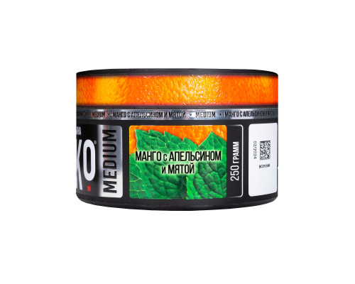 Бестабачная смесь BRUSKO - МАНГО С АПЕЛЬСИНОМ И МЯТОЙ (MEDIUM) - 250 ГР - Манго Апельсин Мята