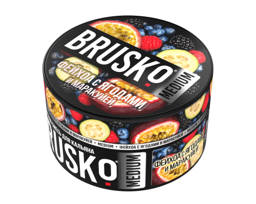 Бестабачная смесь BRUSKO - ФЕЙХОА С ЯГОДАМИ И МАРАКУЙЕЙ (MEDIUM) - 250 ГР - Фейхоа Маракуйя Ягоды