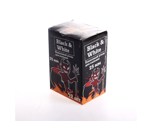 Уголь для кальяна BLACK & WHITE 25 (MM) -1KG - 72 ШТ